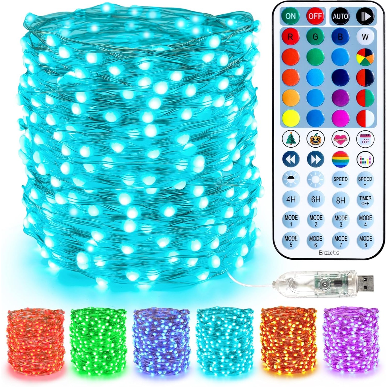 Led Fairy String Lights - 33ft 100 LED Red White Blue