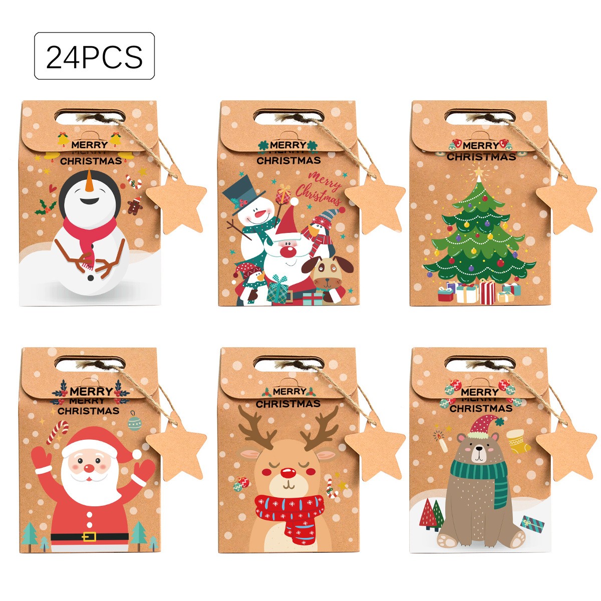 Advent Calendar Gift - 6/12/24Pcs Christmas Kraft Paper Gift Boxes