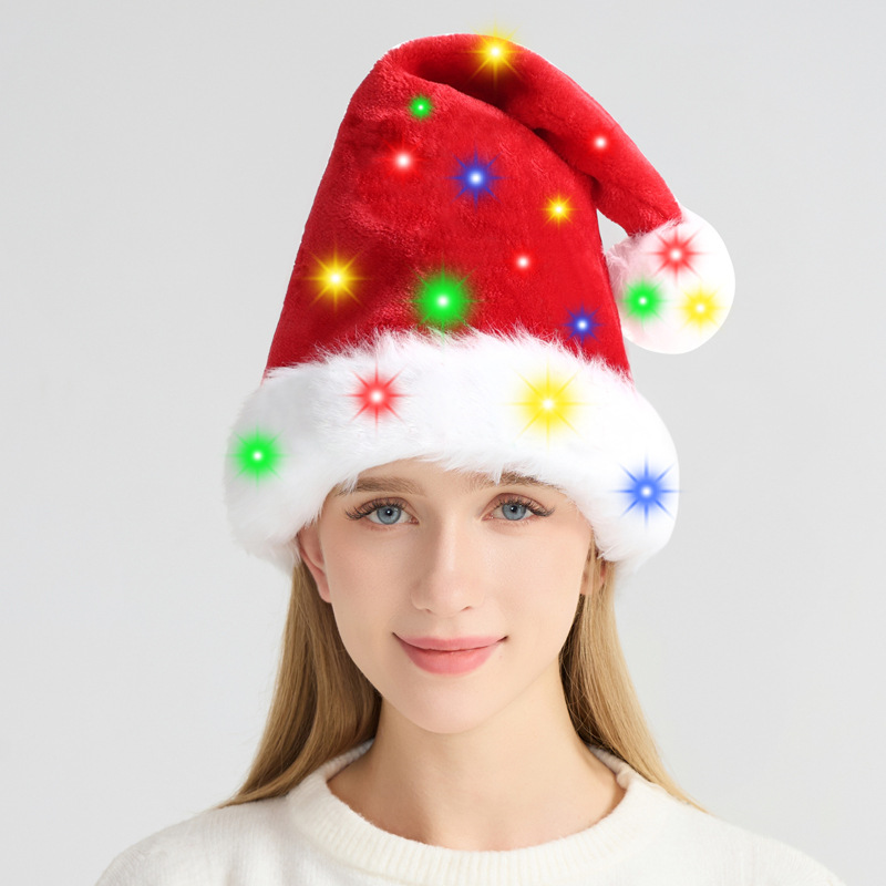 Santa Hat Plush - Christmas hat LED light plush adult