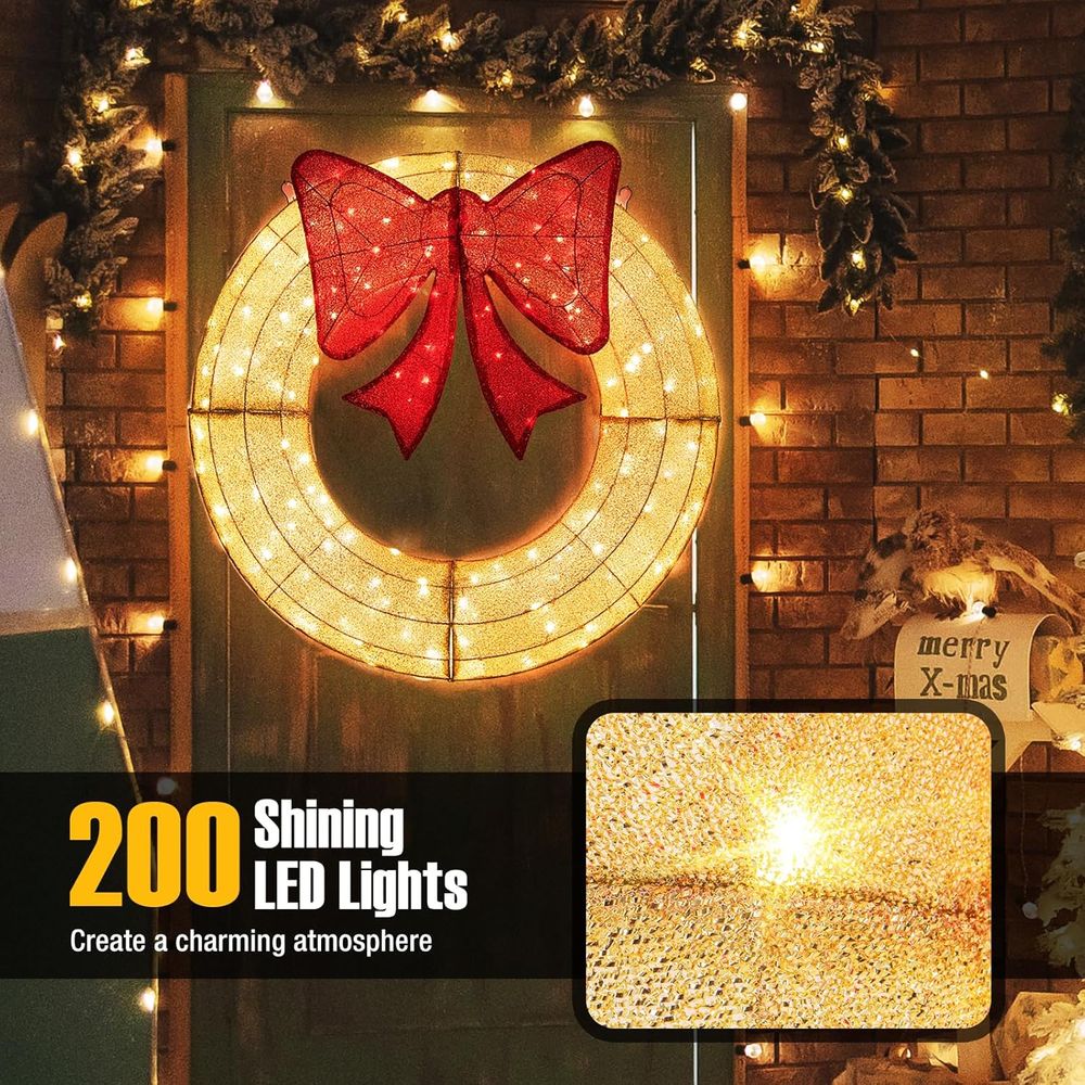 48 Inch Pre-Lit Christmas Wrea - Christmas Lights Outdoor บทวิจารณ์และราคา