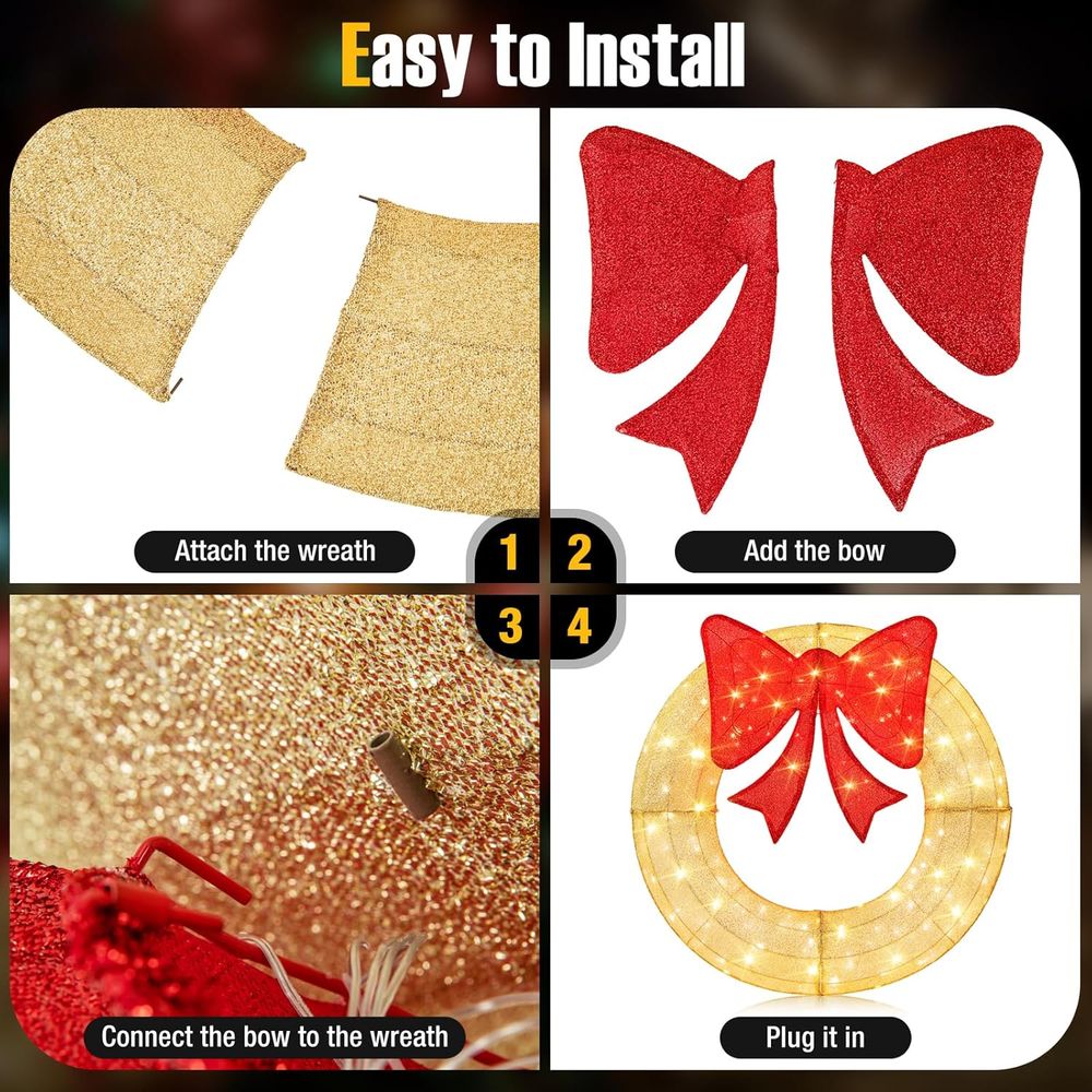 48 Inch Pre-Lit Christmas Wrea - Christmas Lights Outdoor บทวิจารณ์และราคา