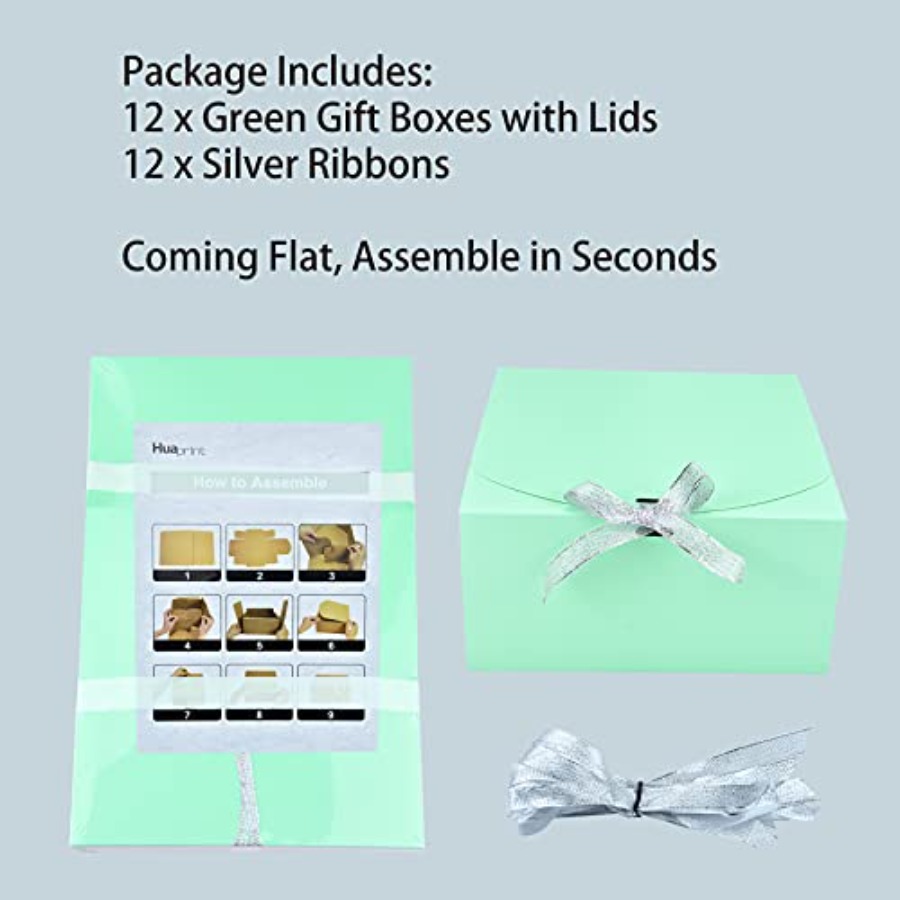 12 Sets Turquoise Green Gift B - Gift Box Wrap Set บทวิจารณ์และราคา