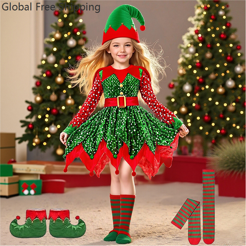 Girls Christmas Costume Set Sa - Elf Costume Christmas บทวิจารณ์และราคา