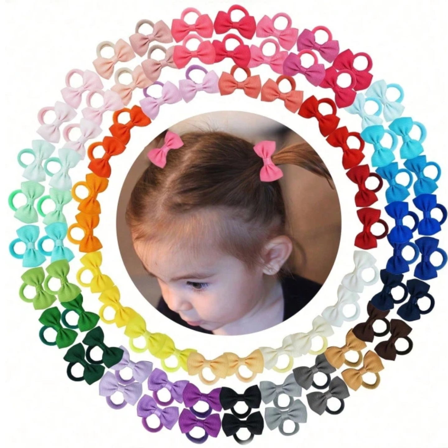40/60/80 Baby Girls Hair Ties  - Ribbon Bow Gift บทวิจารณ์และราคา