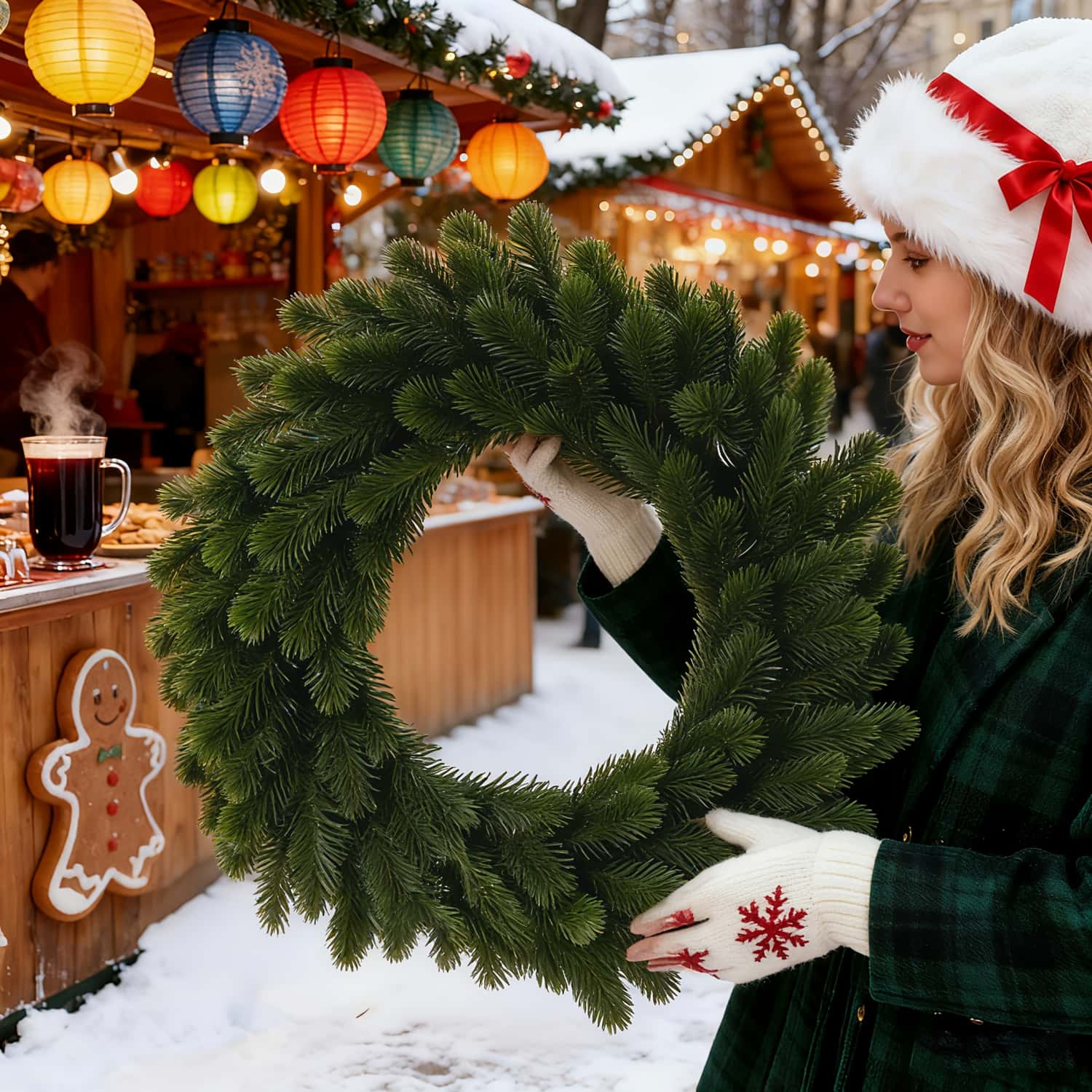 1pc Artificial Christmas Wreat - Christmas Wreath Fake บทวิจารณ์และราคา