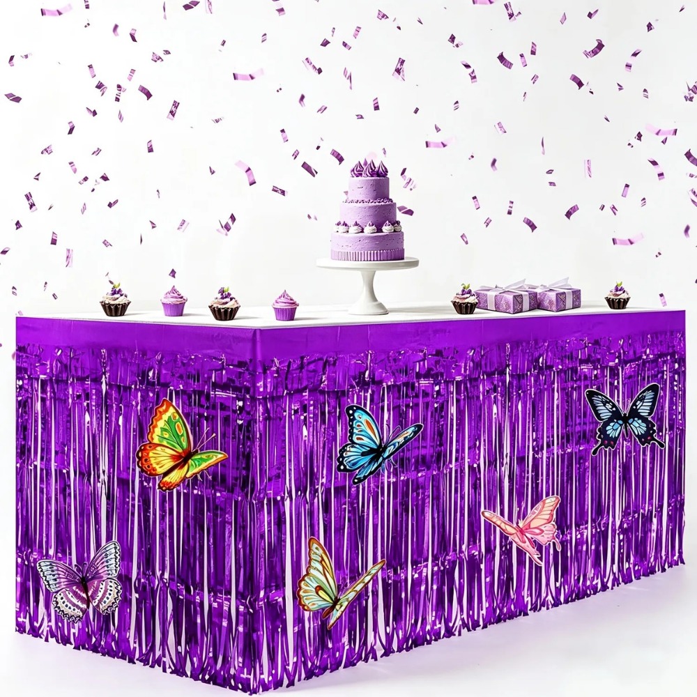 7Pcs Purple Metallic Foil Tabl - Christmas Table Runner บทวิจารณ์และราคา
