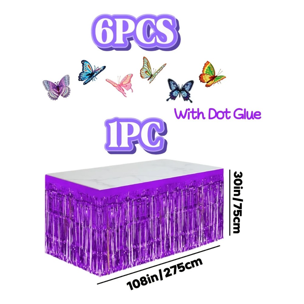 7Pcs Purple Metallic Foil Tabl - Christmas Table Runner บทวิจารณ์และราคา