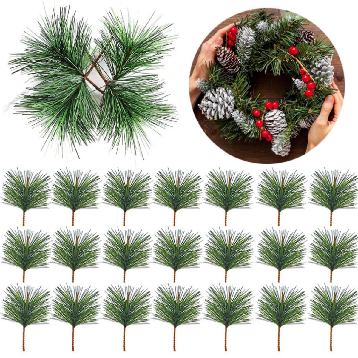 10-100pcs Artificial Green Pin - Christmas Wreath Fake บทวิจารณ์และราคา