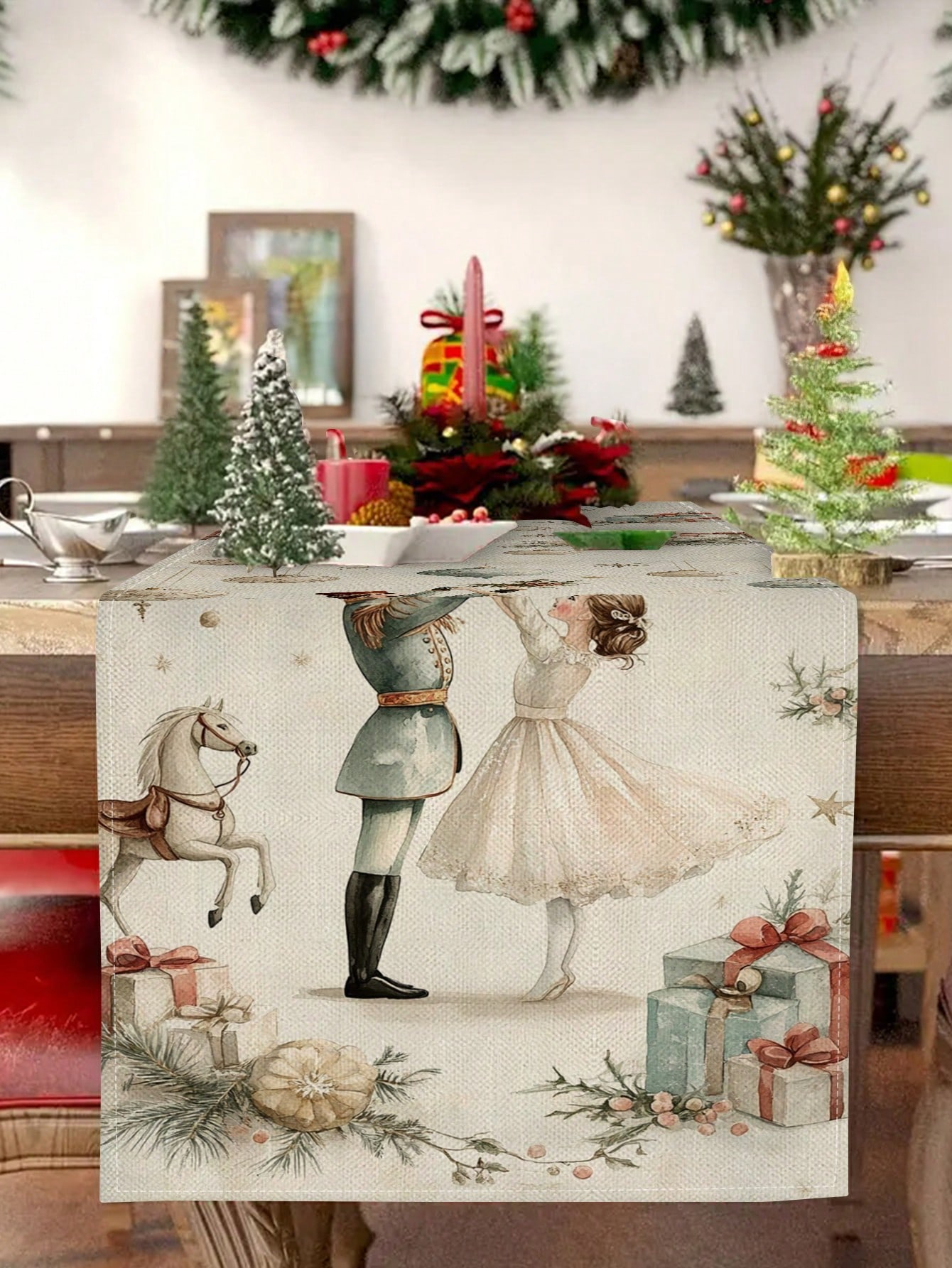 1pc Christmas Nutcracker & Bal - Christmas Table Runner บทวิจารณ์และราคา