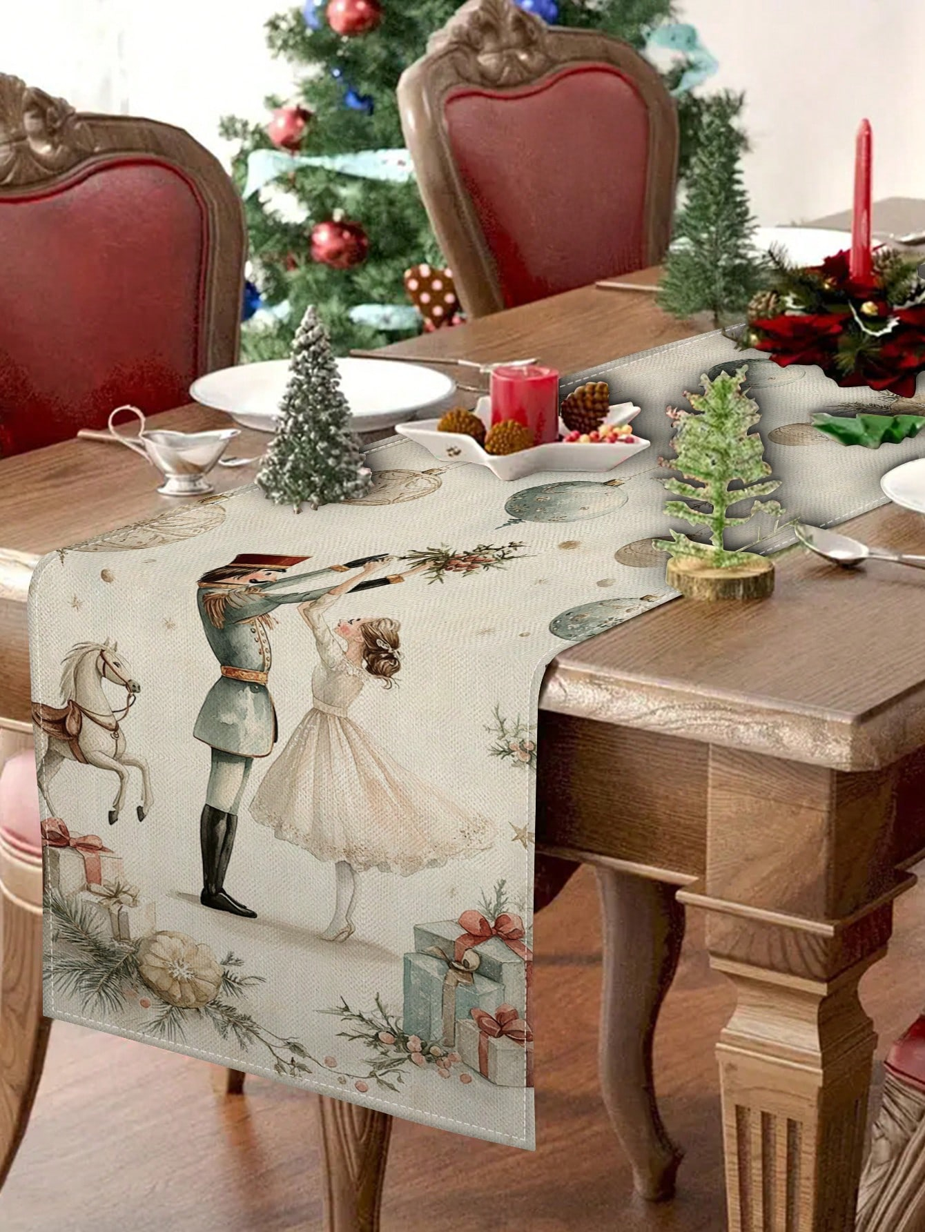 1pc Christmas Nutcracker & Bal - Christmas Table Runner บทวิจารณ์และราคา