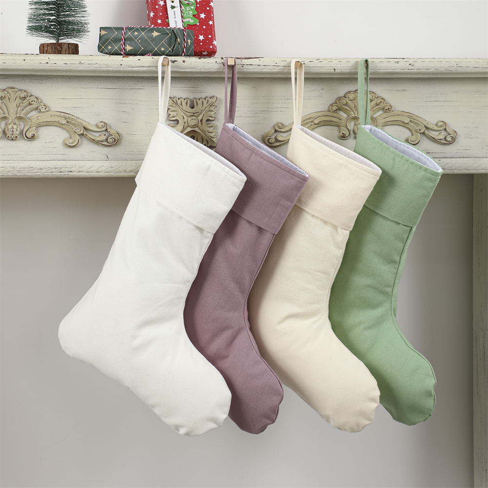 Linen Christmas Stocking Xmas  - Christmas Stocking Hanging บทวิจารณ์และราคา