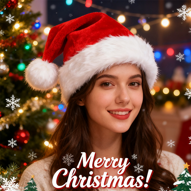 Christmas Santa Hat Xmas Long  - Santa Hat Plush บทวิจารณ์และราคา