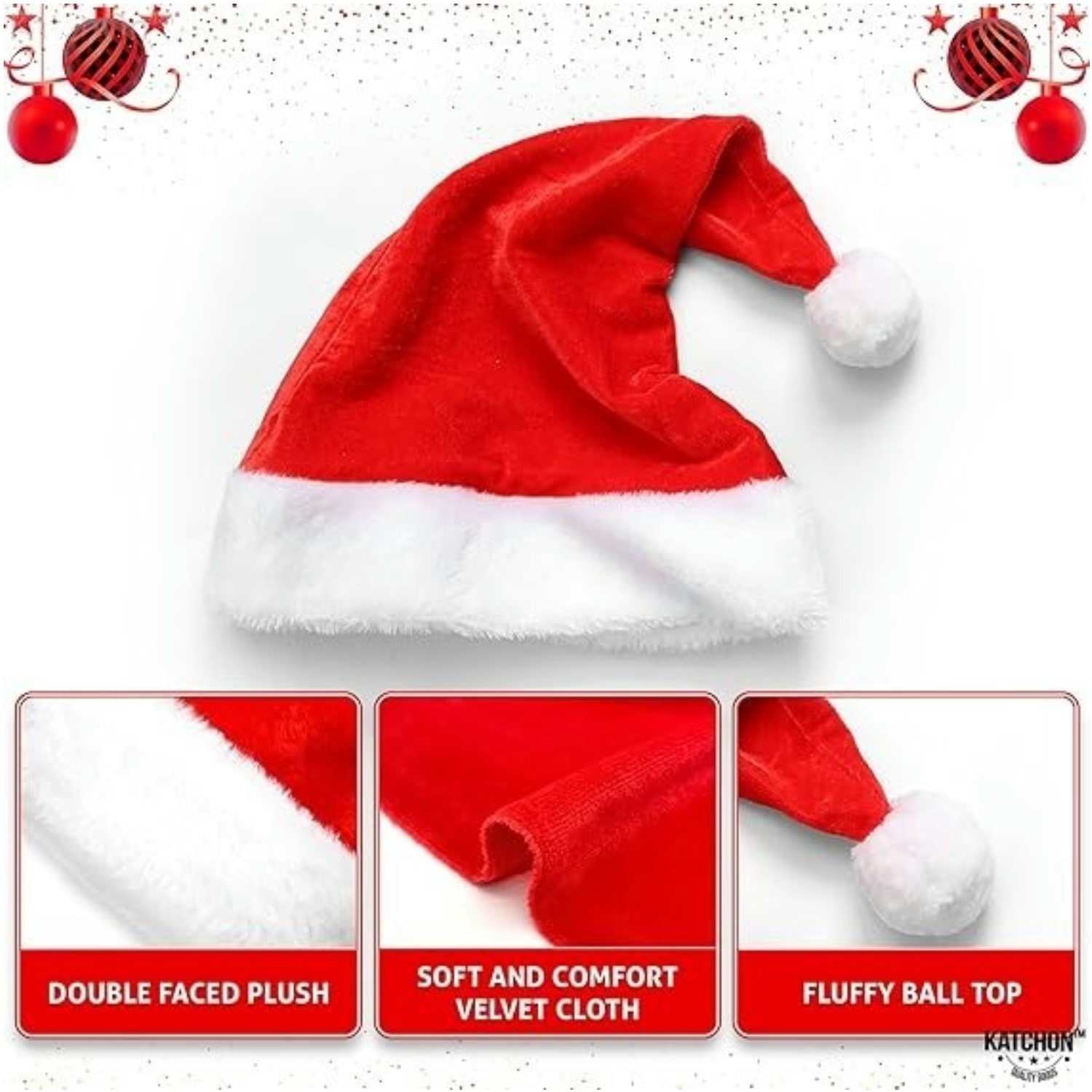 Fluffy Red Santa Hats Set with - Santa Hat Plush บทวิจารณ์และราคา