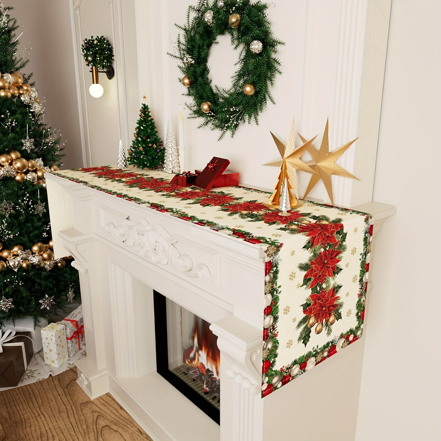 1pc Multi-Size Winter Floral T - Christmas Table Runner บทวิจารณ์และราคา