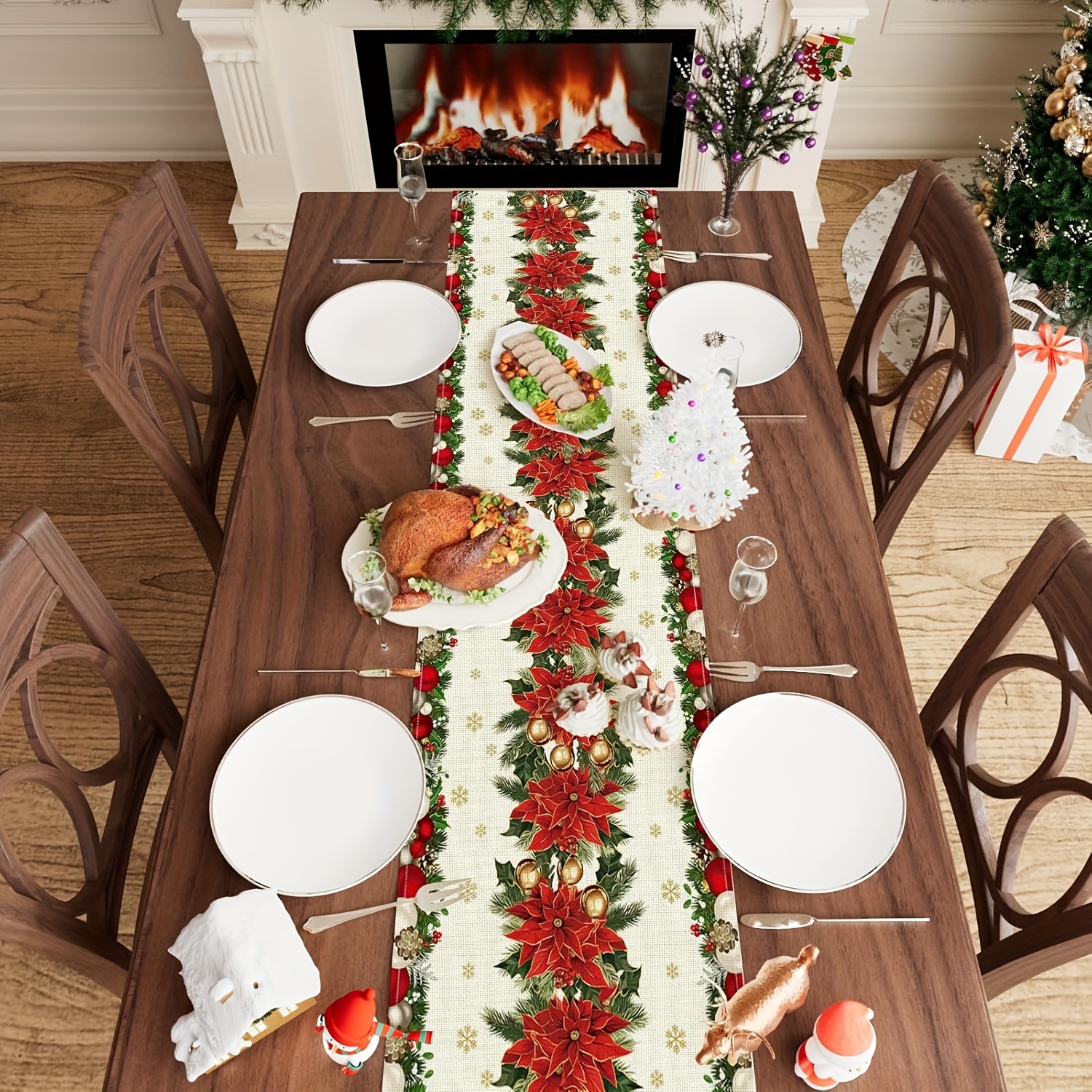 1pc Multi-Size Winter Floral T - Christmas Table Runner บทวิจารณ์และราคา