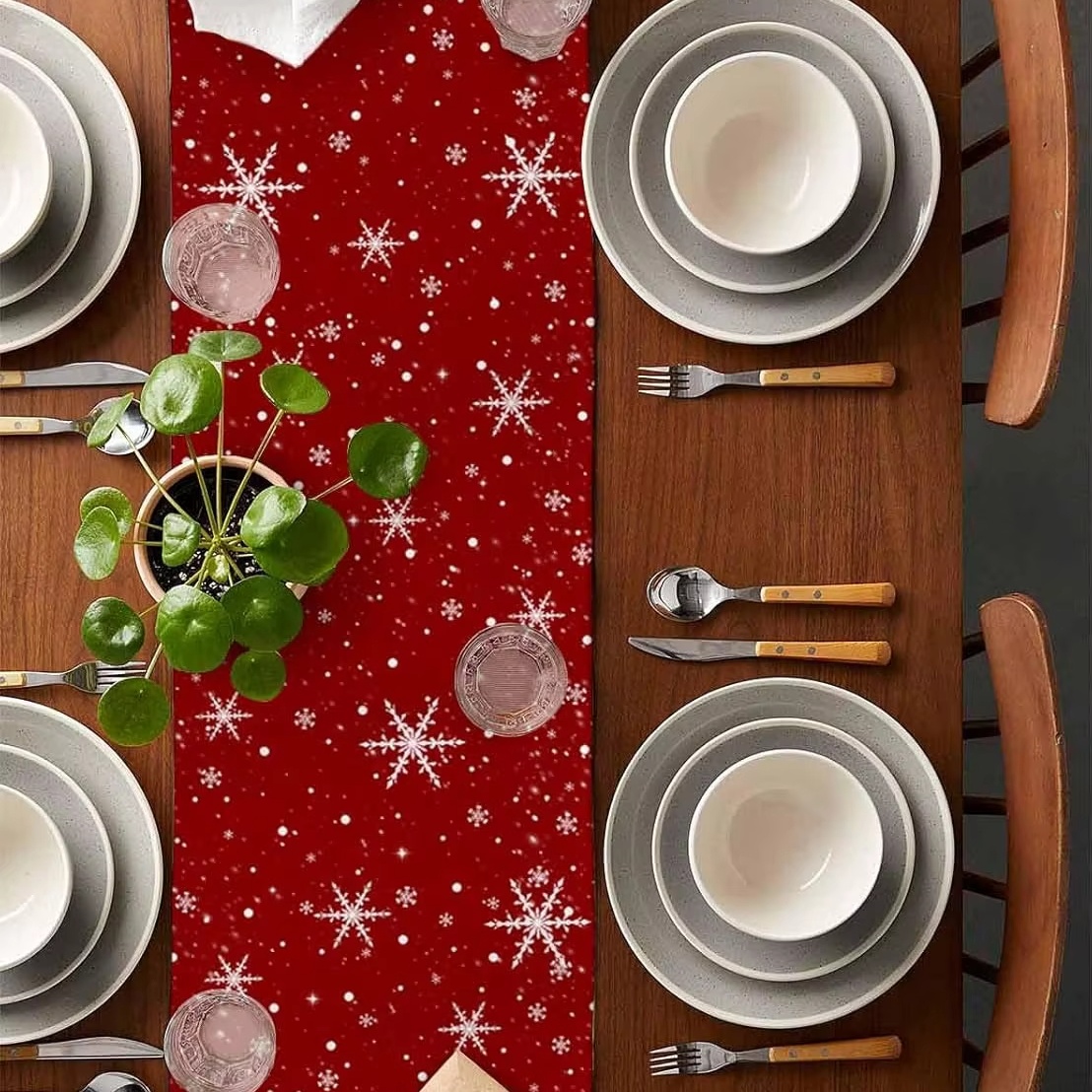 Red Table Runner Christmas Tre - Christmas Table Runner บทวิจารณ์และราคา