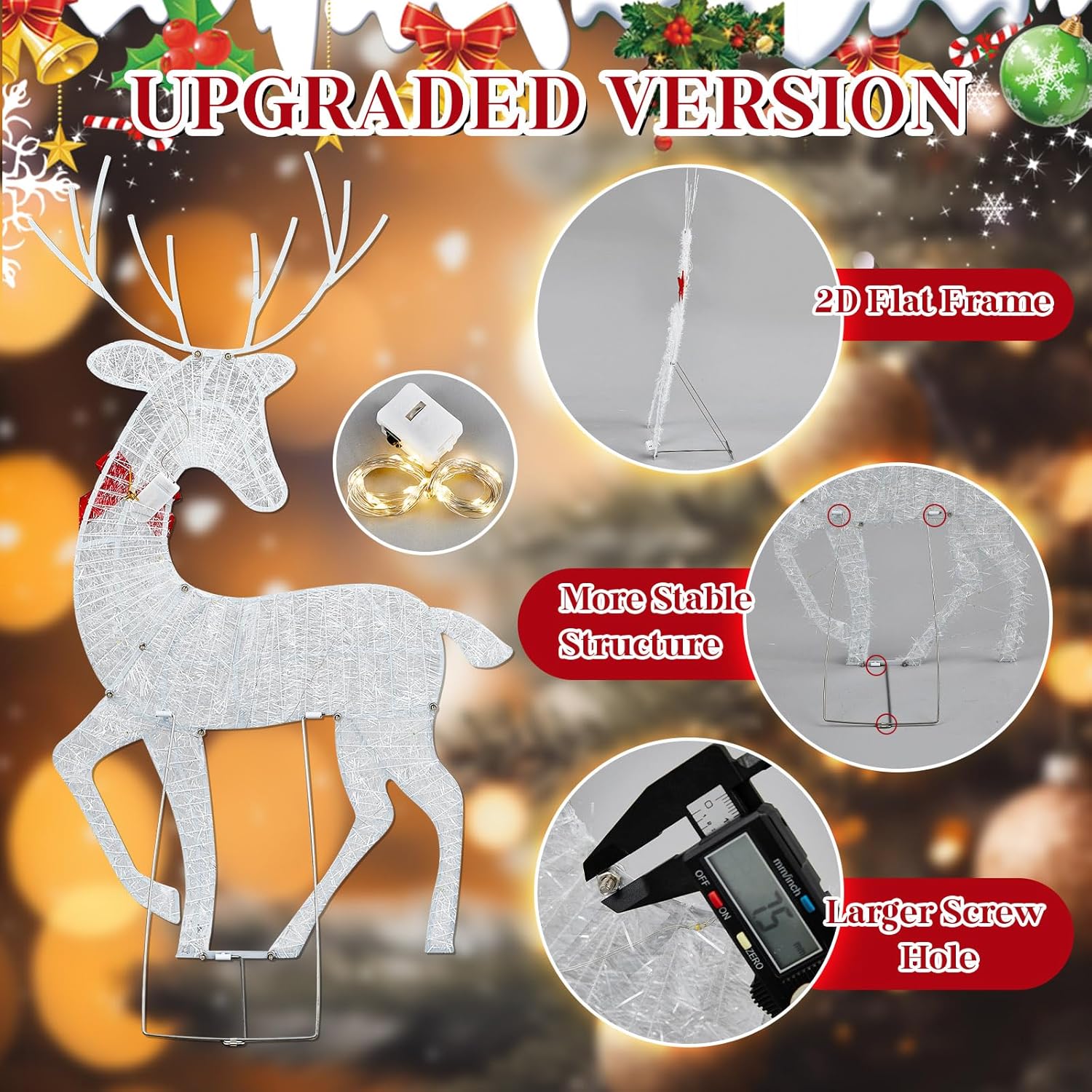 2D Lighted Reindeer Christmas  - Christmas Lights Outdoor บทวิจารณ์และราคา
