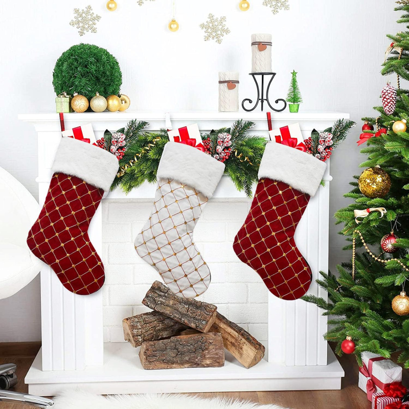 Christmas Stocking Soft Faux F - Christmas Stocking Hanging บทวิจารณ์และราคา
