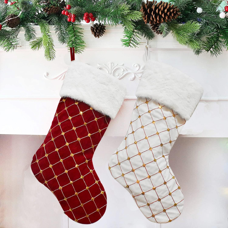 Christmas Stocking Soft Faux F - Christmas Stocking Hanging บทวิจารณ์และราคา