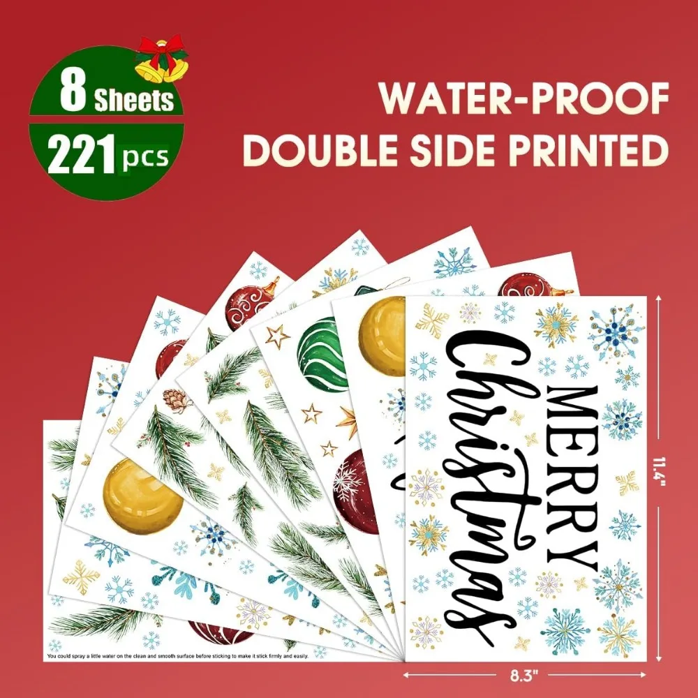 221 PCS Christmas Window Cling - Snowflake Window Decal บทวิจารณ์และราคา