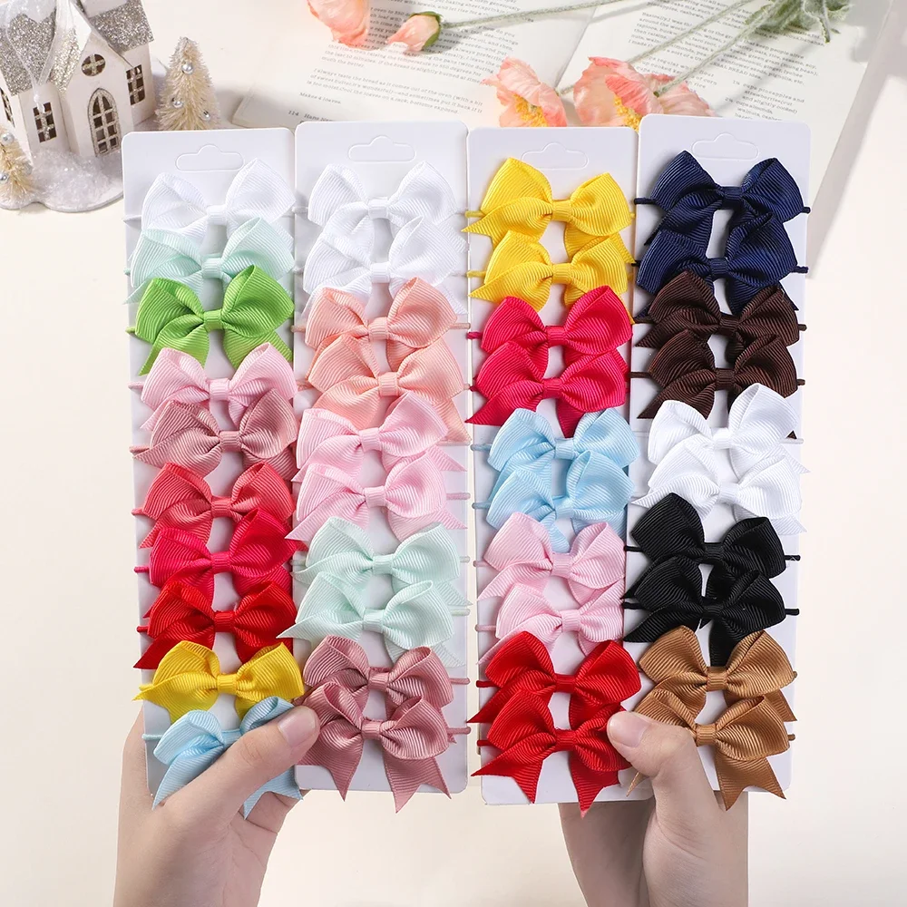 10Pcs Bows Elastic Hair rubber - Ribbon Bow Gift บทวิจารณ์และราคา