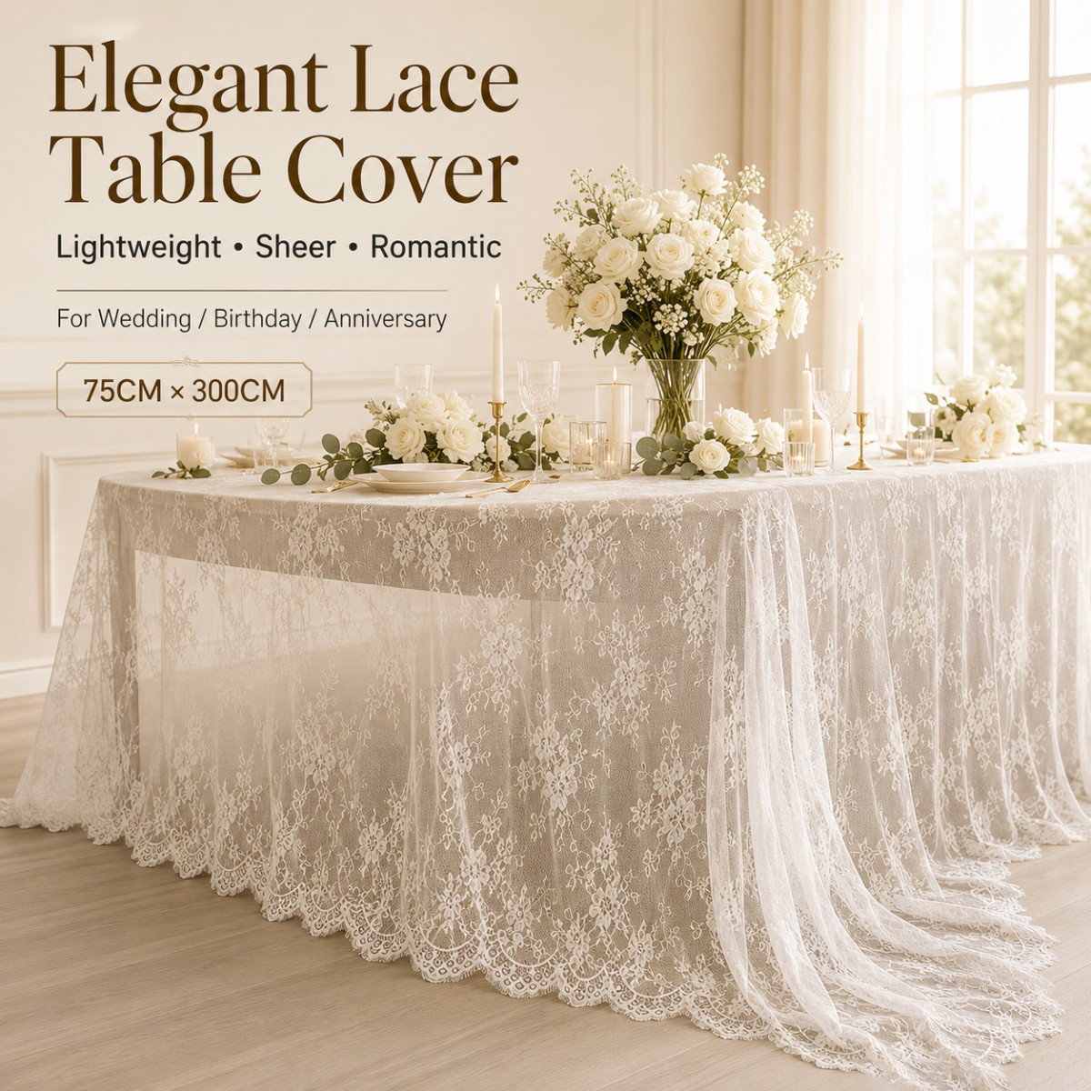 White Floral Lace Table Runner - Christmas Table Runner บทวิจารณ์และราคา