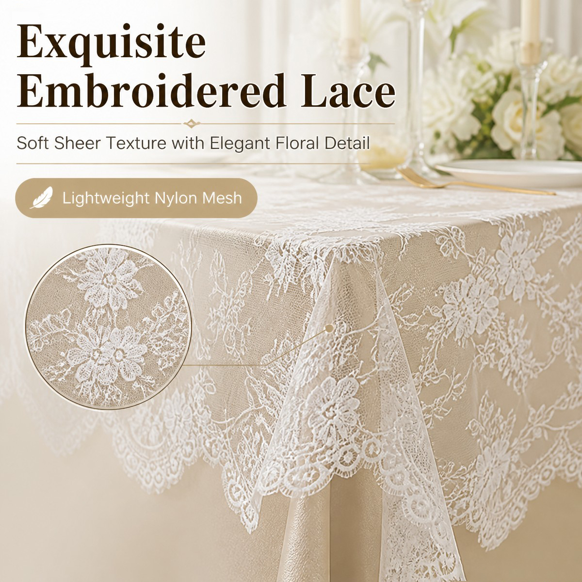 White Floral Lace Table Runner - Christmas Table Runner บทวิจารณ์และราคา