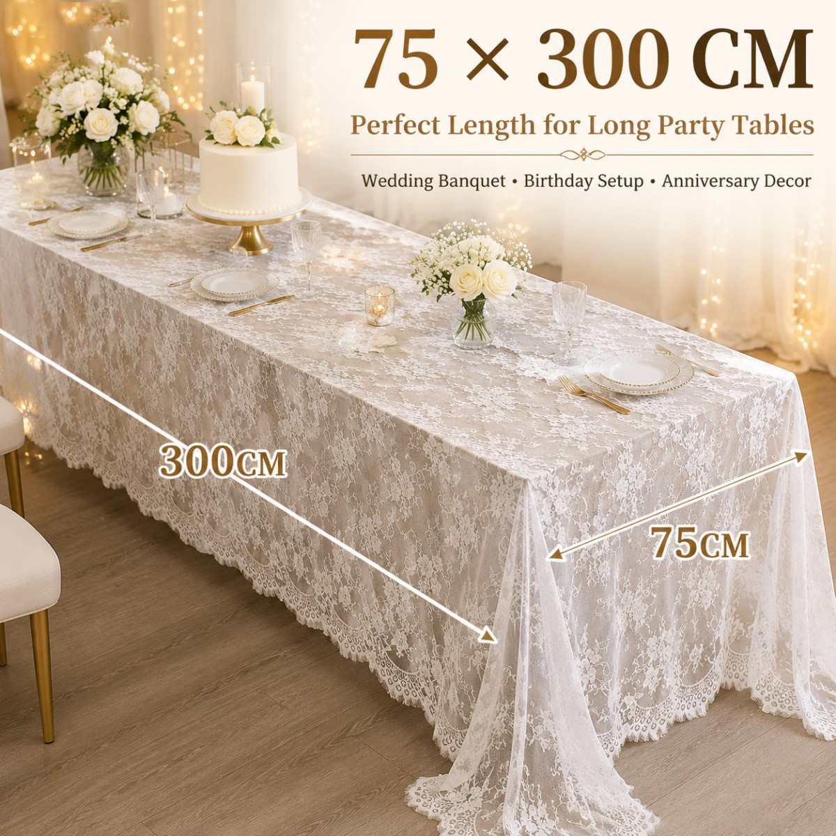 White Floral Lace Table Runner - Christmas Table Runner บทวิจารณ์และราคา