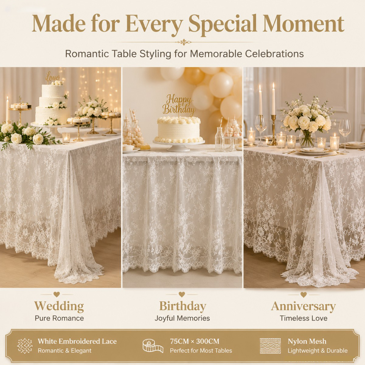 White Floral Lace Table Runner - Christmas Table Runner บทวิจารณ์และราคา