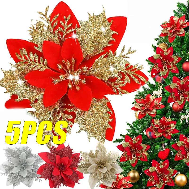 5PCS Christmas Flowers Christm - Christmas Tree Artificial บทวิจารณ์และราคา