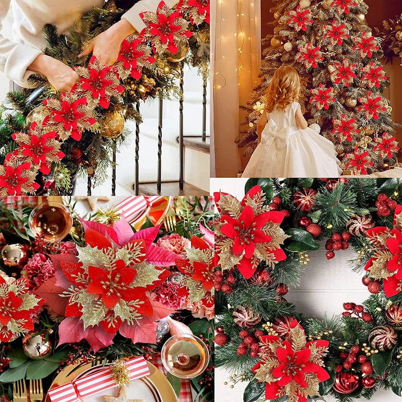 5PCS Christmas Flowers Christm - Christmas Tree Artificial บทวิจารณ์และราคา