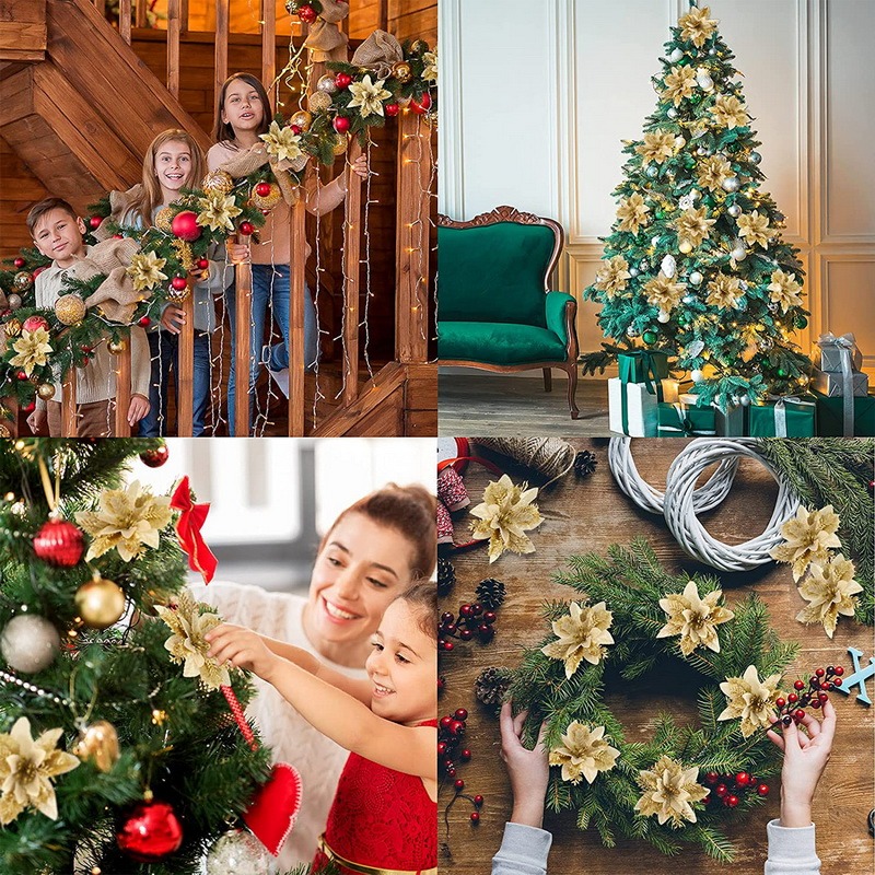 5PCS Christmas Flowers Christm - Christmas Tree Artificial บทวิจารณ์และราคา