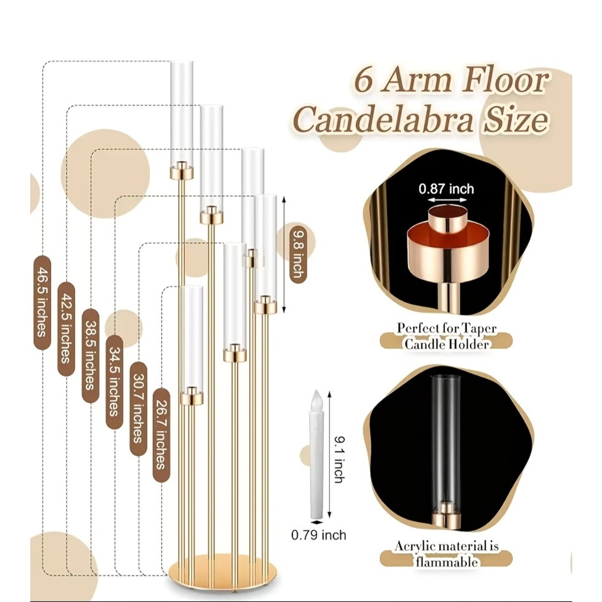 2 Sets Floor Candelabra 6 Arms - Holiday Candle Set บทวิจารณ์และราคา