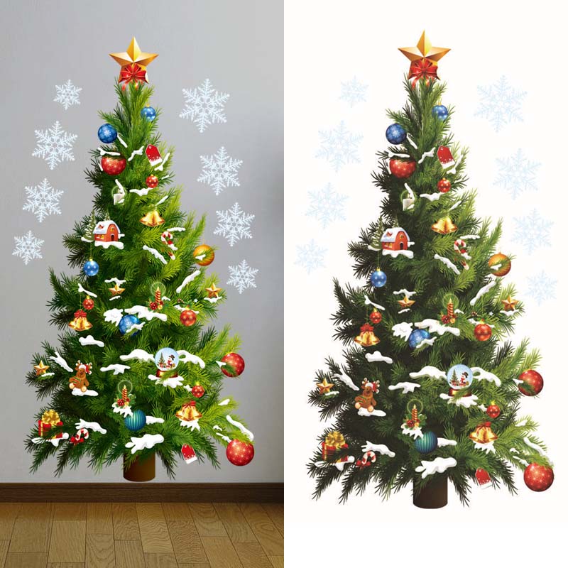 Christmas Tree Wall Stickers G - Snowflake Window Decal บทวิจารณ์และราคา