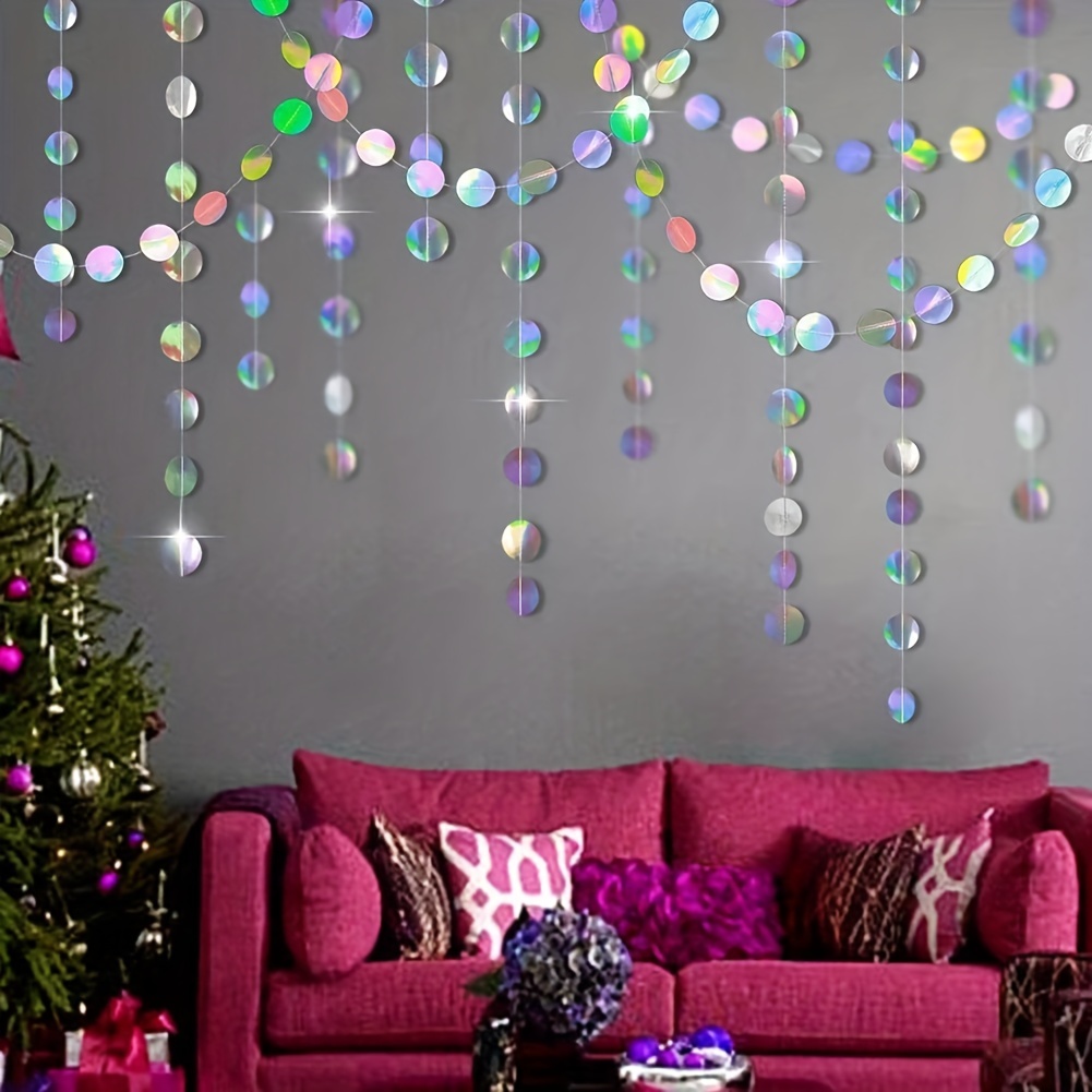 1pc Shimmering Iridescent Circ - Tinsel Garland Decoration บทวิจารณ์และราคา