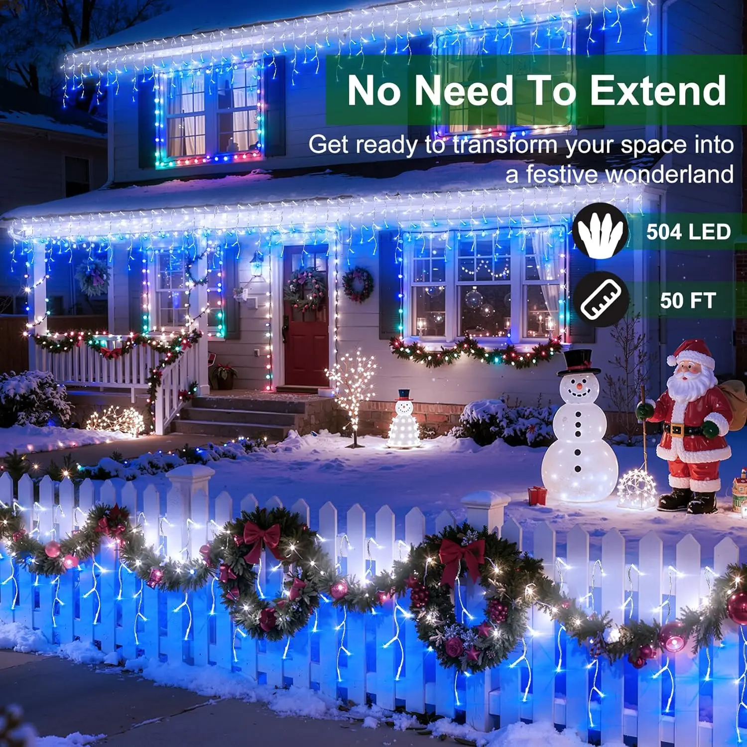 50ft 504 LED Icicle Lights, 12 - Led Fairy String Lights บทวิจารณ์และราคา