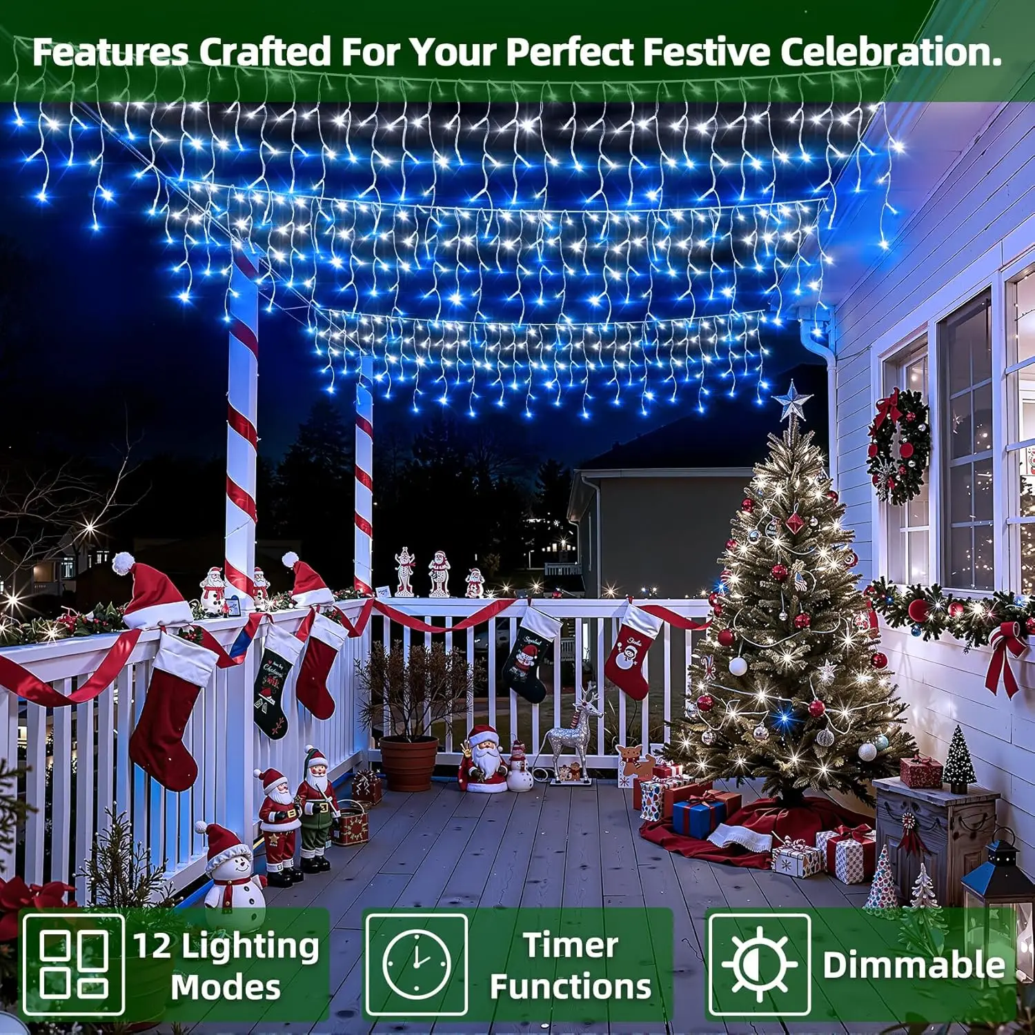 50ft 504 LED Icicle Lights, 12 - Led Fairy String Lights บทวิจารณ์และราคา