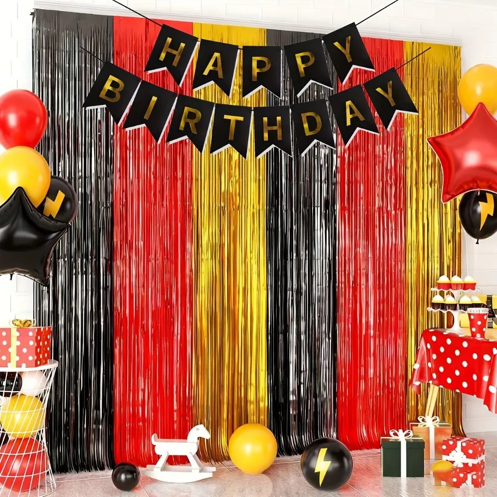 7Pcs Black Red Gold Tinsel Gar - Tinsel Garland Decoration บทวิจารณ์และราคา