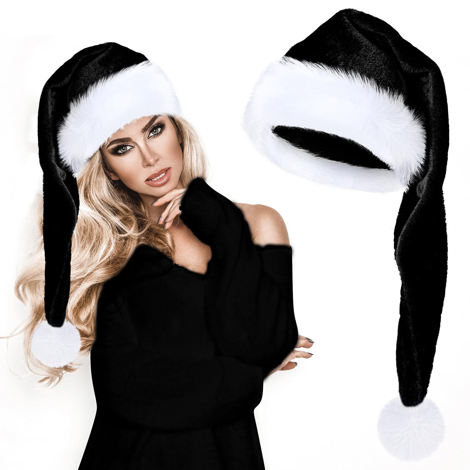 Long Plush Christmas Hat Red T - Santa Hat Plush บทวิจารณ์และราคา