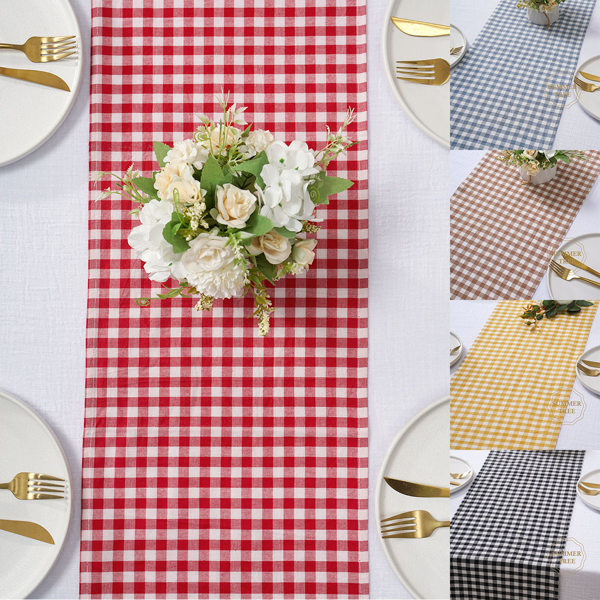Rustic Plaid Cotton Table Runn - Christmas Throw Blanket บทวิจารณ์และราคา