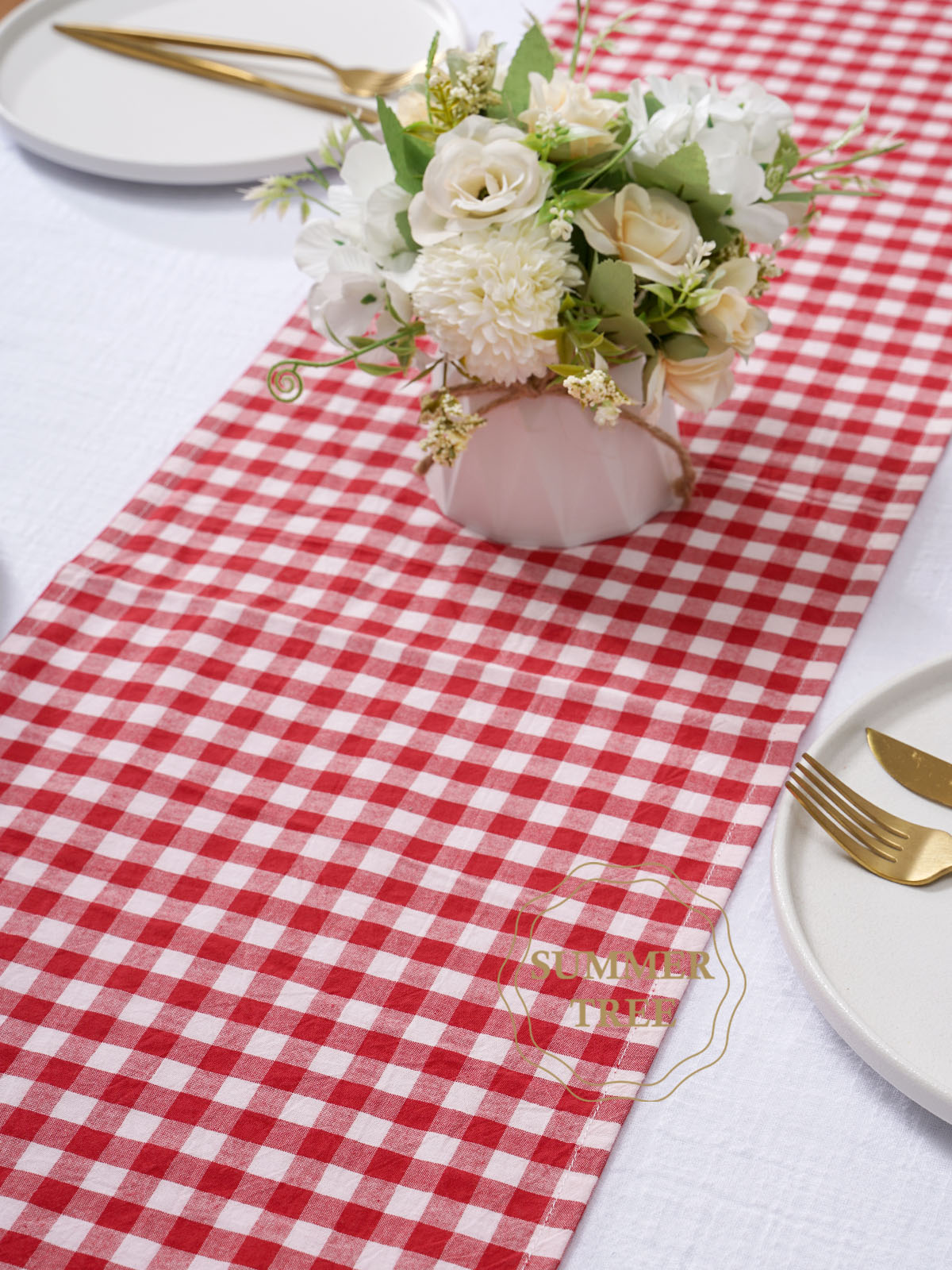 Rustic Plaid Cotton Table Runn - Christmas Throw Blanket บทวิจารณ์และราคา