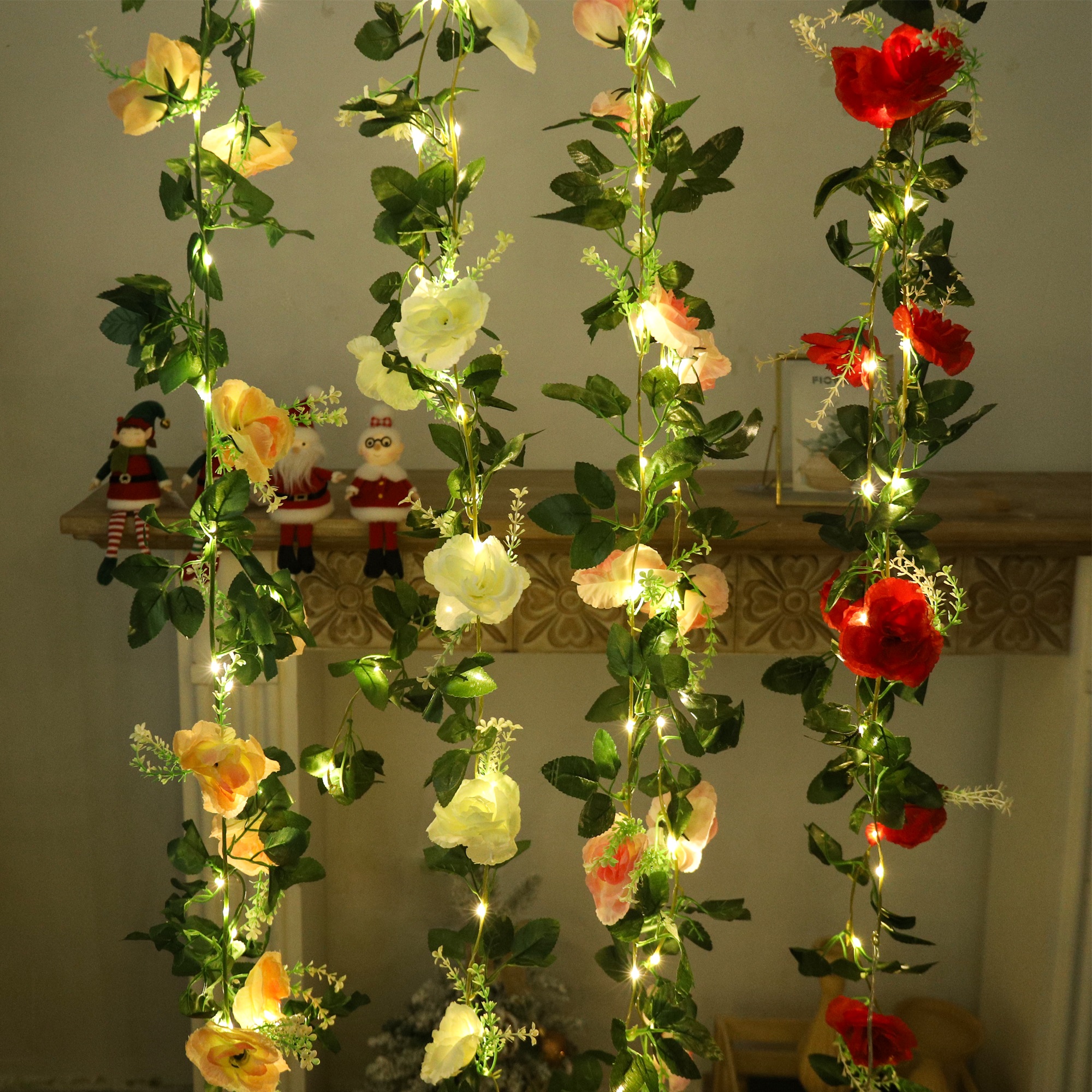 Rose LED Vine Light String Art - Christmas Wreath Fake บทวิจารณ์และราคา