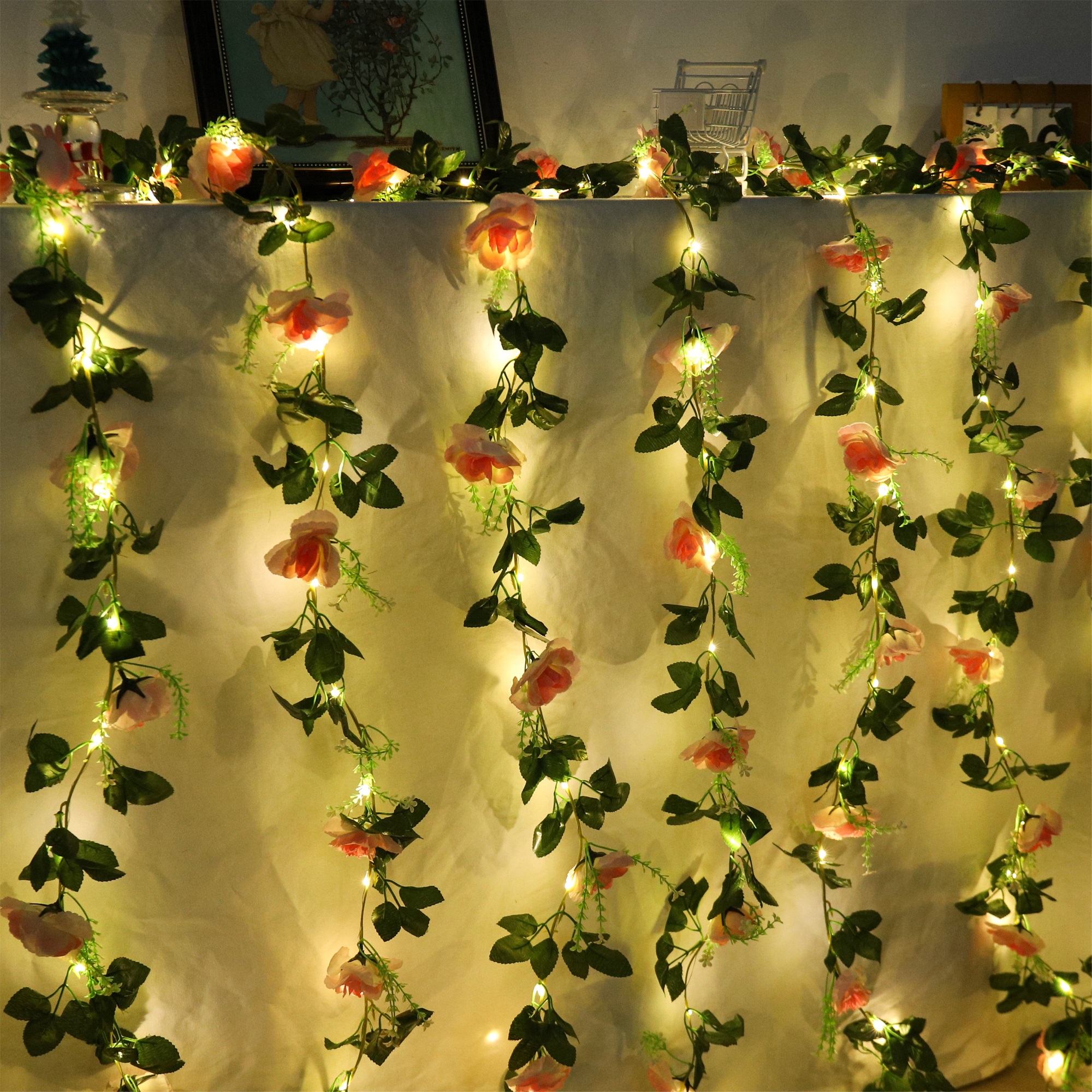 Rose LED Vine Light String Art - Christmas Wreath Fake บทวิจารณ์และราคา