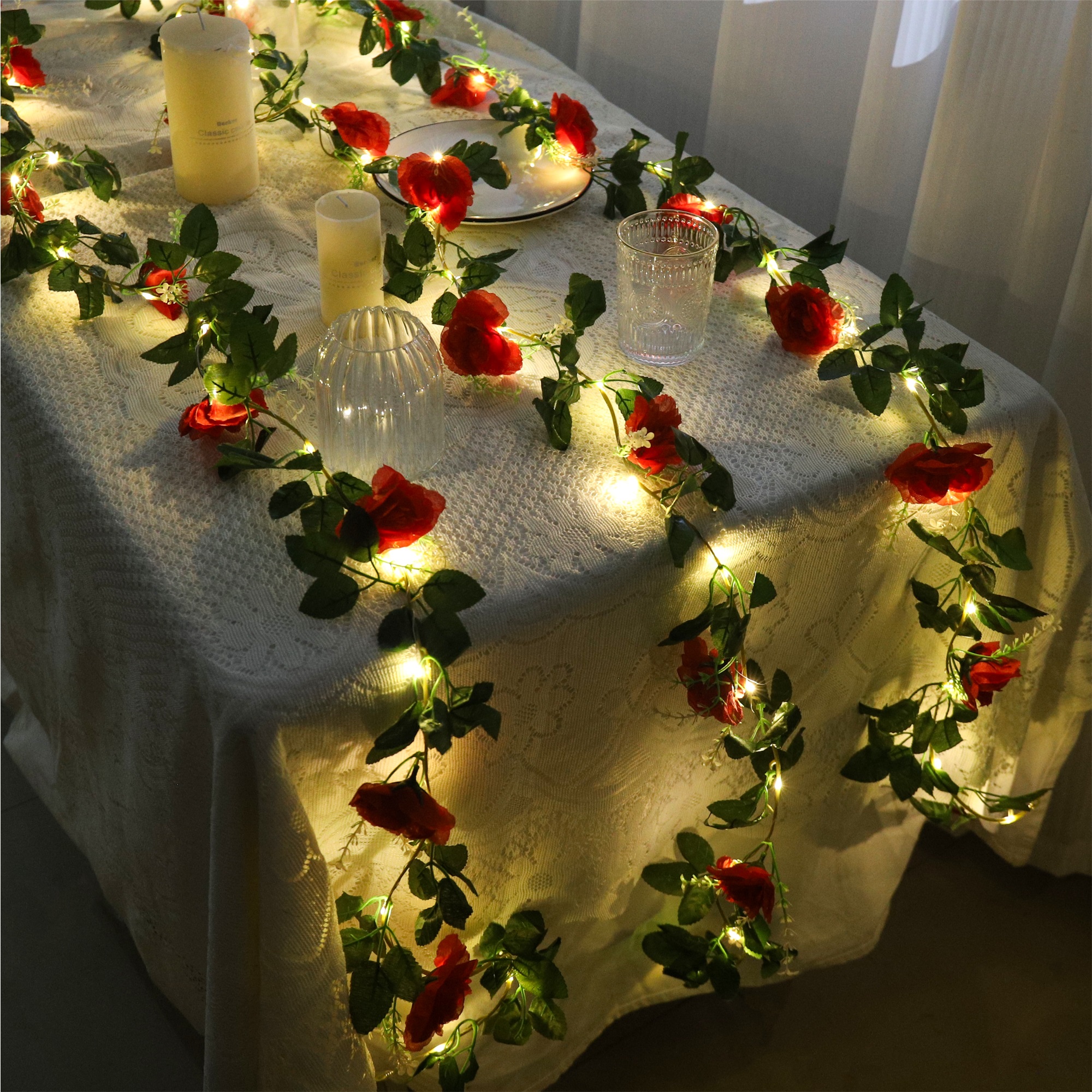 Rose LED Vine Light String Art - Christmas Wreath Fake บทวิจารณ์และราคา