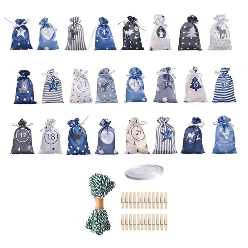 Christmas Advent Calendar Bags - Advent Calendar Gift บทวิจารณ์และราคา