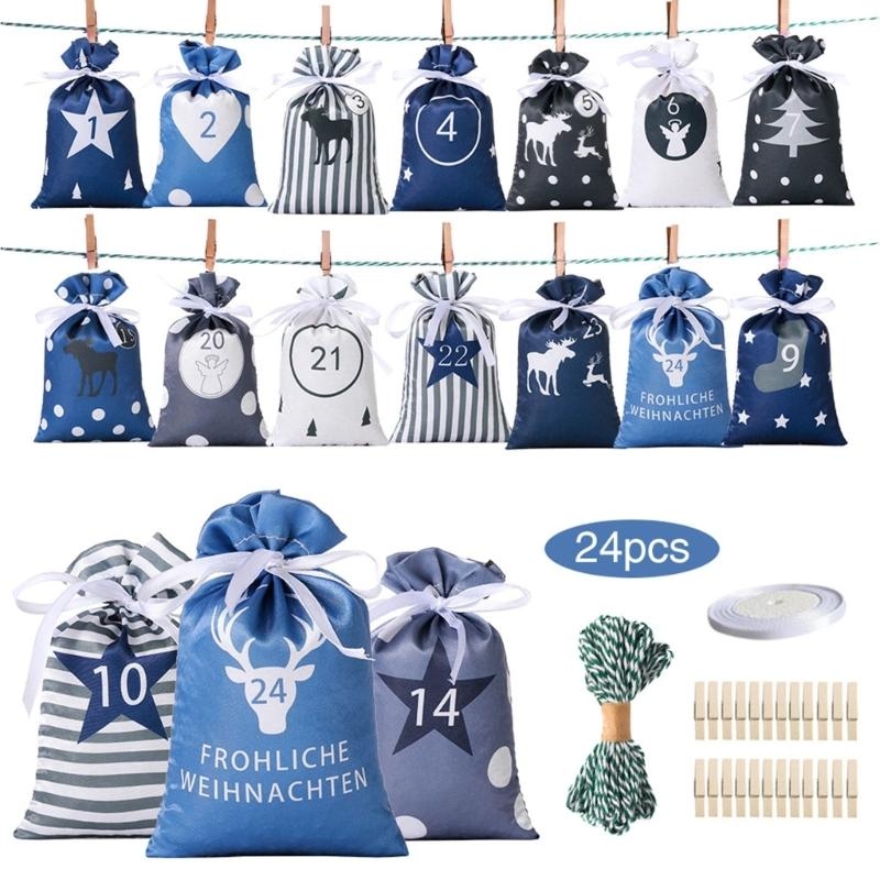 Christmas Advent Calendar Bags - Advent Calendar Gift บทวิจารณ์และราคา