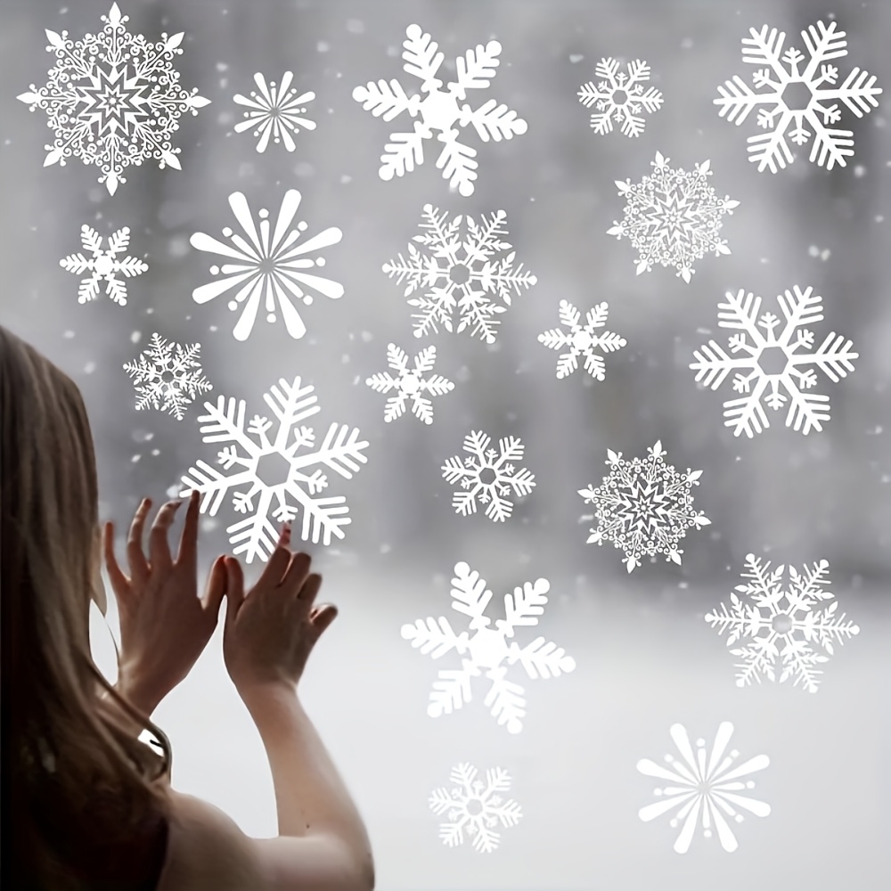 137Pcs Winter Snowflake Static - Snowflake Window Decal บทวิจารณ์และราคา