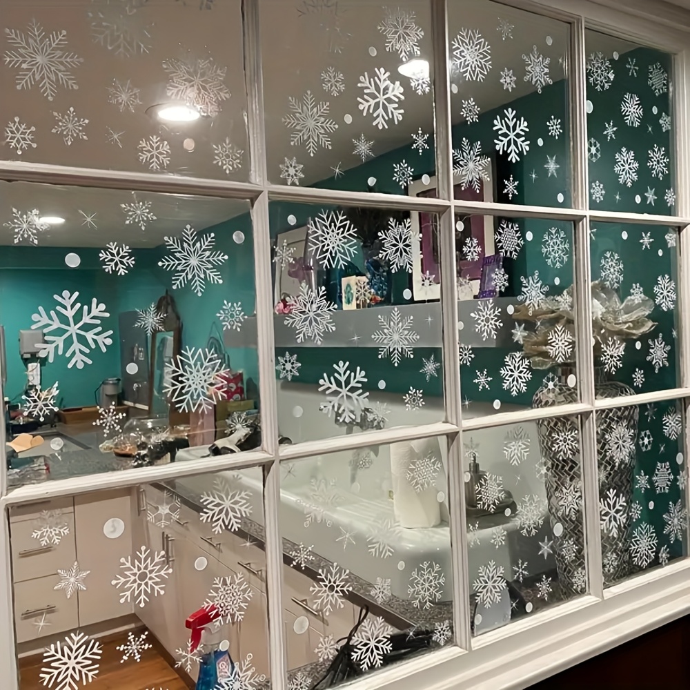 137Pcs Winter Snowflake Static - Snowflake Window Decal บทวิจารณ์และราคา