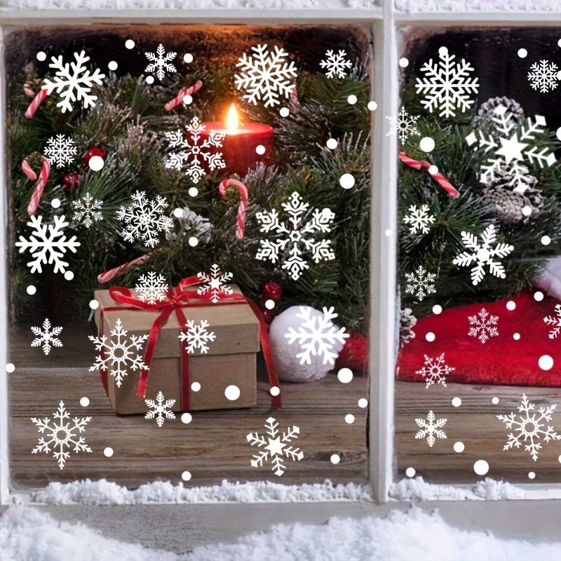 137Pcs Winter Snowflake Static - Snowflake Window Decal บทวิจารณ์และราคา