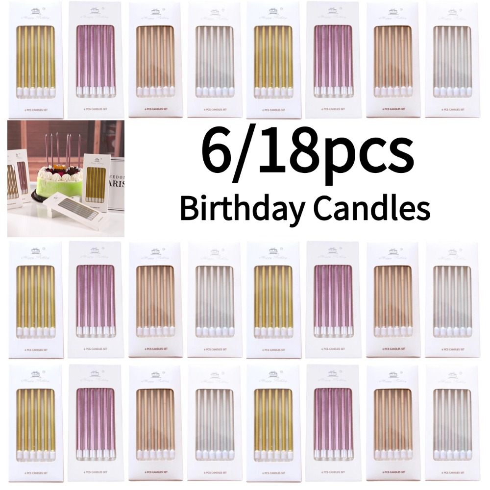 6/18pcs Metal Gold Silver Birt - Holiday Candle Set บทวิจารณ์และราคา
